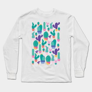 Hello Cactus Pattern Long Sleeve T-Shirt